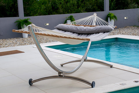 Luxushängematte American Silver-Grey mit Edelstahlgestell