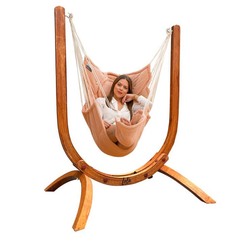 Luxus Hängesessel Hawaii Sofa Royal Coral mit Eukalyptusholz Gestell