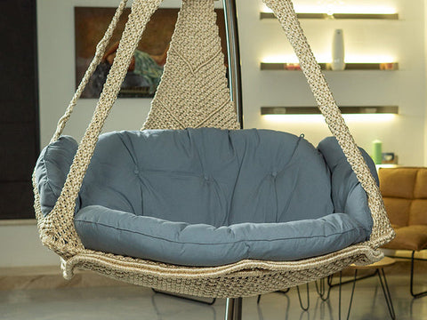 Luxus Hängesofa Nido Royal Champagne - Kissen Noire