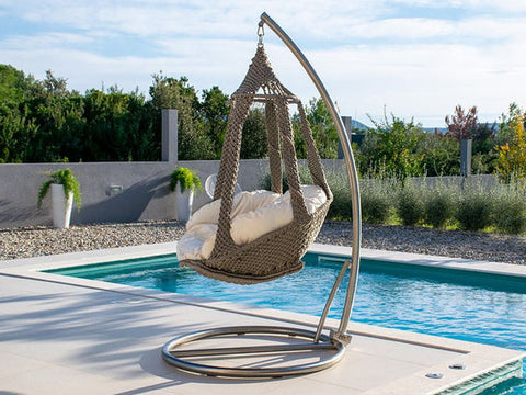 Luxus Hängesofa Nido Royal Platin - Kissen Ecru